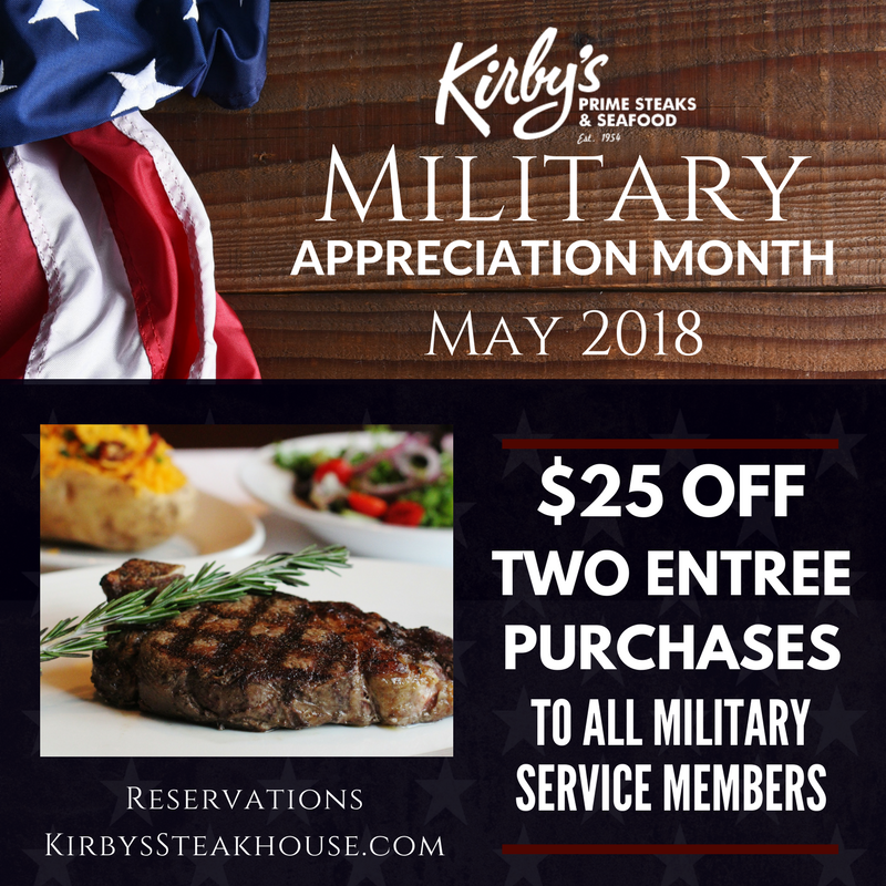 Kirby's Celebrating Military Appreciation Month, May 2018