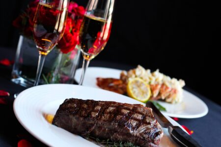 Valentine's Day, 2019, Steak with wines