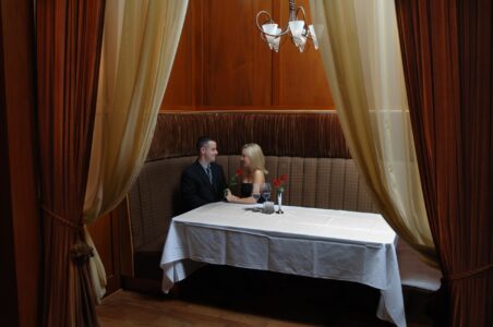 Couple enjoying dinner at Kirby's Steakhouse